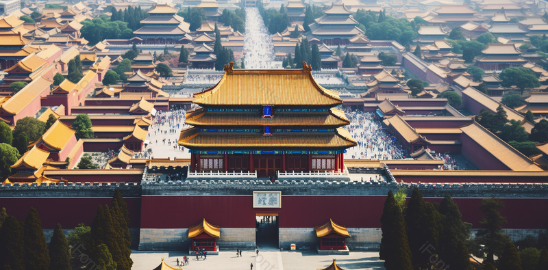 红色古建筑旅游胜地高空拍摄,高清,摄影图,摄影图片,图片大全,摄影图免费下载